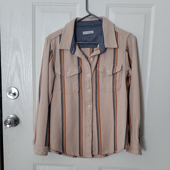 Outerknown Tops - Outerknown Blanket Shirt -  Beige Button-Down with Multi Stripe